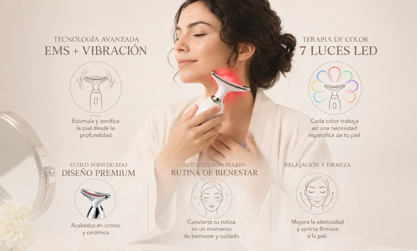DERMELÚ™ Masajeador Facial LED EMS 7 en 1
