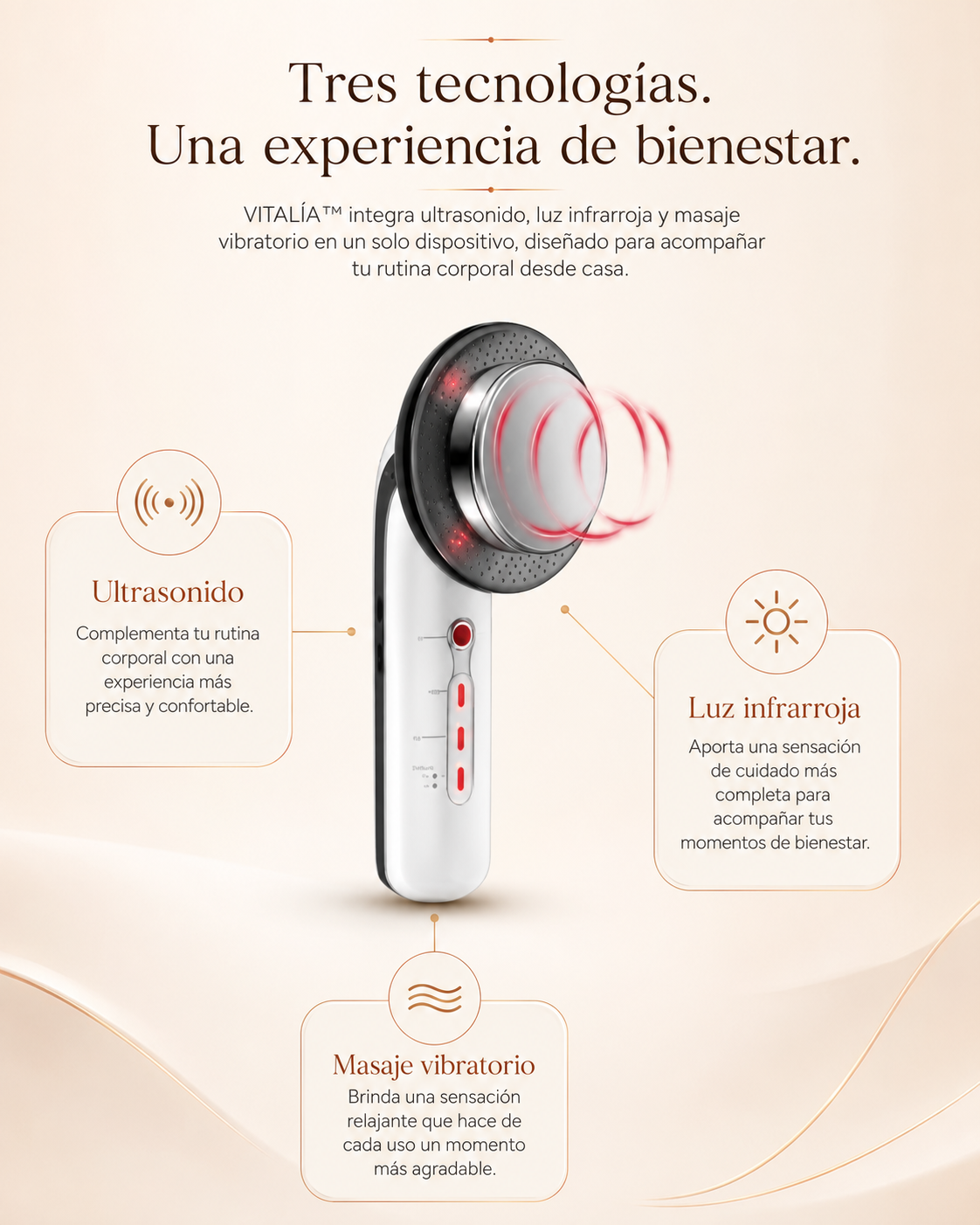 VITALÍA™ Masajeador Ultrasónico 3 en 1