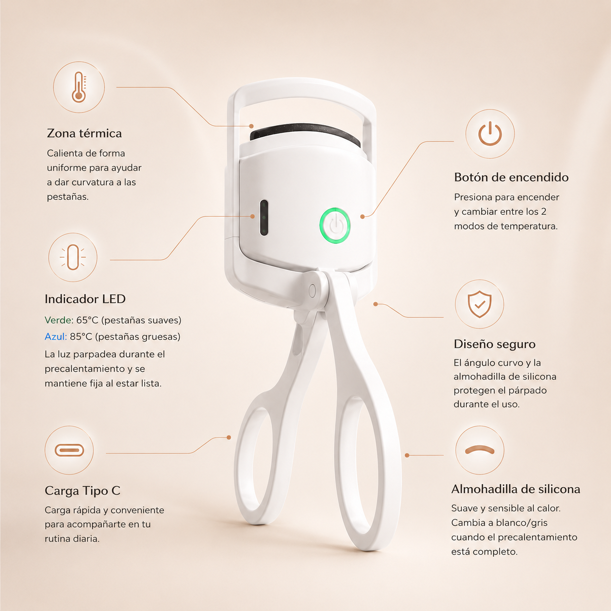 AURIA™ Encrespador de Pestañas Eléctrico Portátil