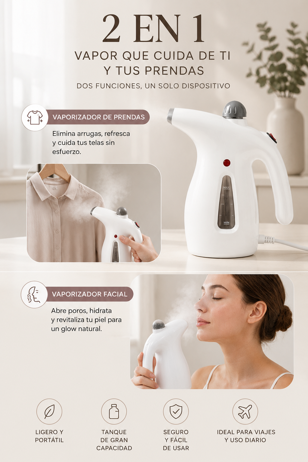 NUBORA™ Vaporizador de Ropa Portátil