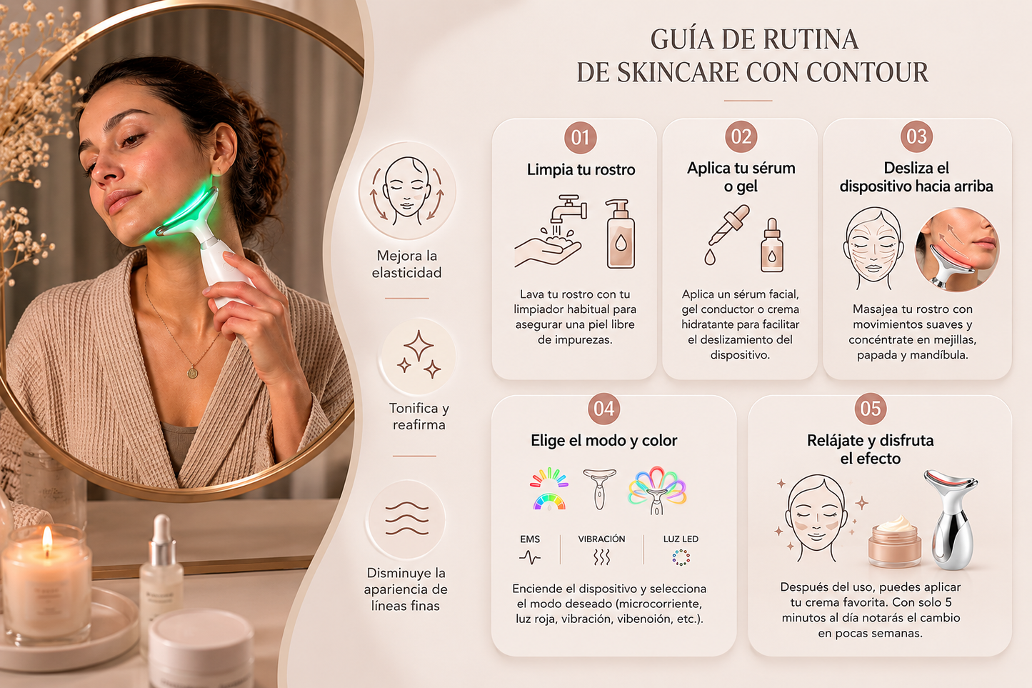 DERMELÚ™ Masajeador Facial LED EMS 7 en 1